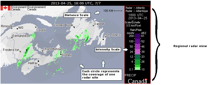 Weather radar graphic for stations located in a Region